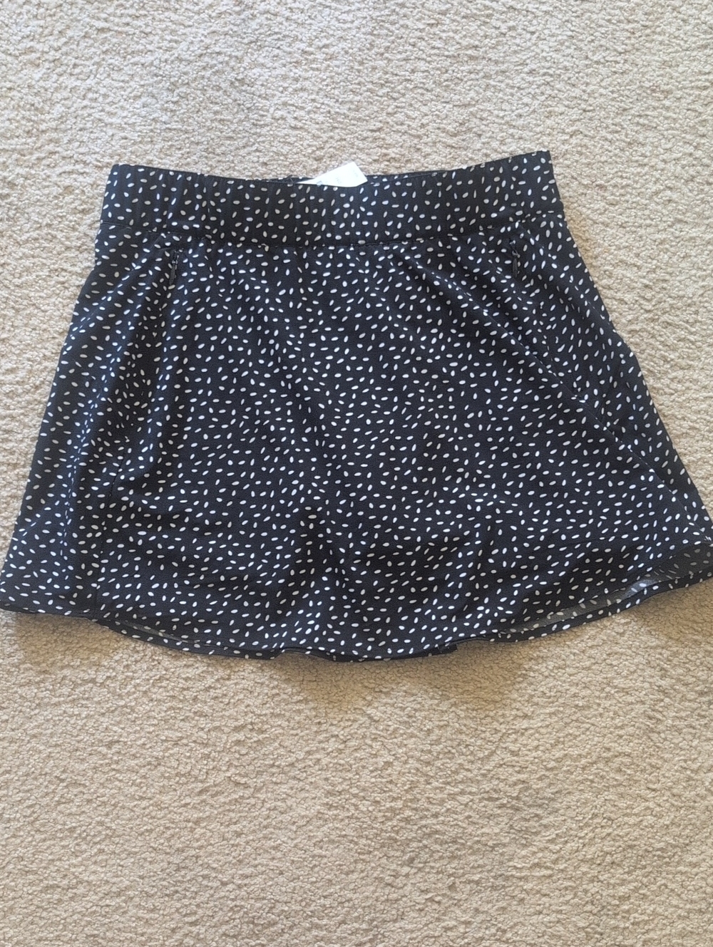 Talbots Black Skater Skirt with White Dot Print Shorts Underneath Skort
